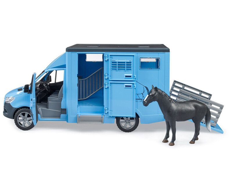 Bruder MB Sprinter Vůz pro přepravu zvířat s figurkou koně 1:16 